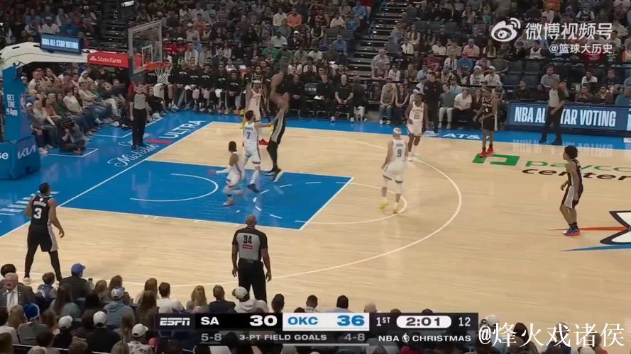 NBA杯12月14日：马刺VS雷霆 文班亚马集锦